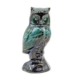 Blue Mountain Pottery Owl Drip Glaze Blue Green Brown Redware Vintage